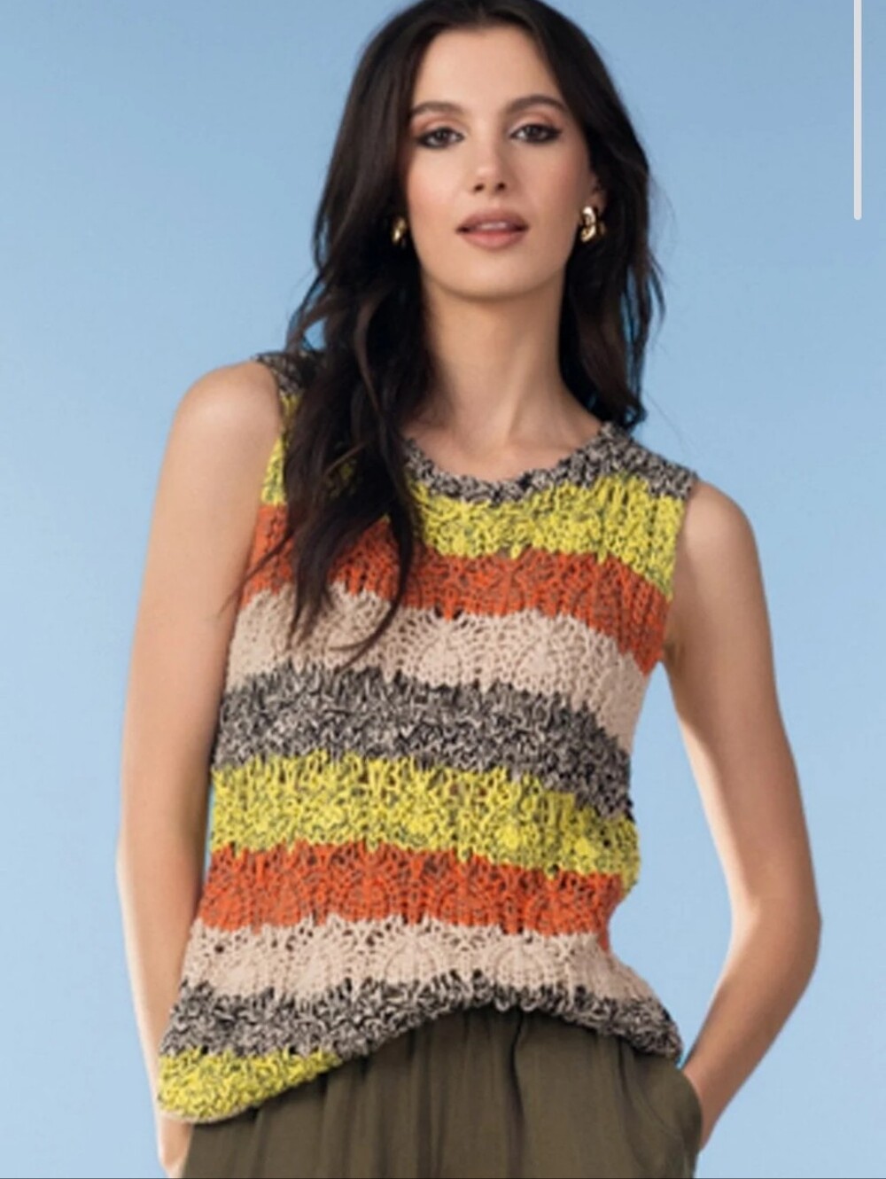 Alison Sheri Crochet Sweater Knit Top & Tank 2 PC Set New Women's